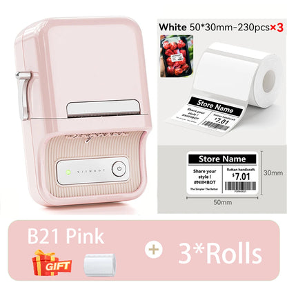 NIIMBOT B21/B1 Portable Thermal Printer 1500mAh Wireless Sticker Printer With Self-adhesive Labels For Barcode Clothing Jewelry