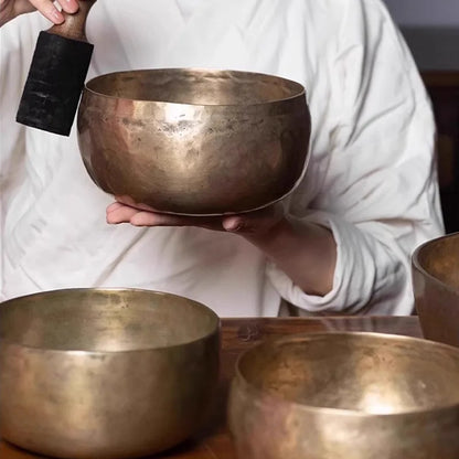 Old Singing Bowl Copper Nepal Handmade Tibetan Bowls Retro Yoga Meditation Buddhism Sound Bowl Portable Zen Music Instrument - AMULET RING STORE