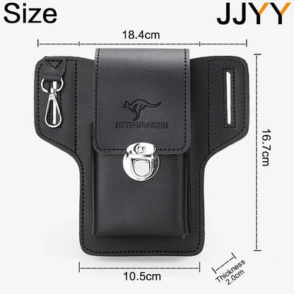 Men Leather Vintage Pack Waist Bag Belt Clip Phone Holster Travel Hiking Cell Mobile Phone Case Cover Belt Pouch Purse Belt - AMULET RING STORE