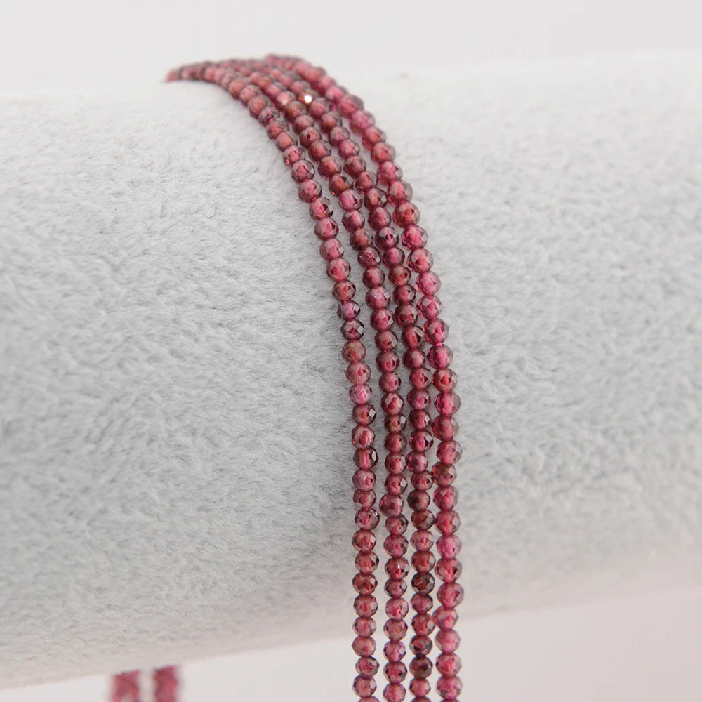 Natural Pyrope Garnet Faceted Round / Cube Beads 2mm,3mm,4mmfor Jewelry Making Bracelet Necklace Beads DIY Accessories Wholesale - AMULET RING STORE
