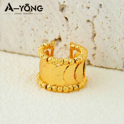 Luxury Turkish Coins Charm Jewelry Set 24k Gold Plated Kurdish Muslim Bridal Open Bangles Ring Middle Eastern Vintage Jewelrys