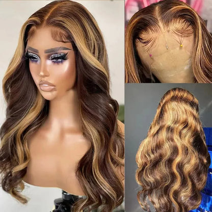 Body Wave Lace Front Wig Colored Highlight Wig Human Hair For Women 13x6 Hd Lace Frontal Wig 30 Inch 13x4 Ombre Brazilian Wigs