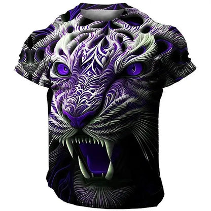 Men's Lion 3D Print T Shirts Y2K Hip Hop Streetwear Summer Casual T-shirt Animal Graphic Top Harajuku Tees Sale Man Short Sleeve - AMULET RING STORE