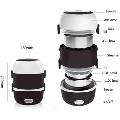 Electric Lunch Box, 3 Layers 2L Portable Electric Heating Bento Lunch Box Food Storage Warmer Container,110V 200W