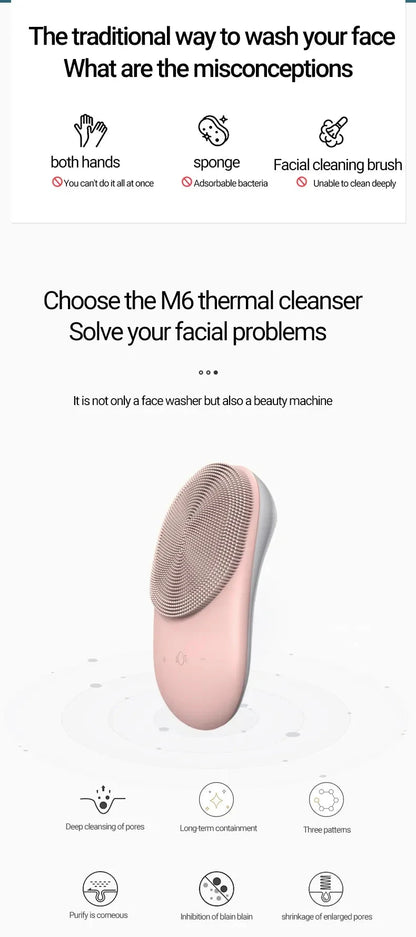 Rechargeable Sonic Face Cleanser Washing Skin Massager Ultrasonic Silicone Electric Mini Facial Cleansing Brush