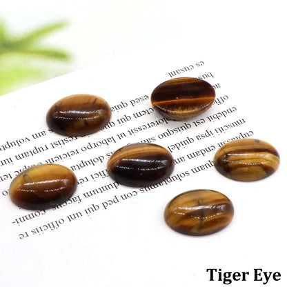 5pcs/Lot Natural Crystals Stone Oval Cabochon Beads Flat Back Cab Cameo DIY Ring Pendant Necklace Jewelry Making Accessories