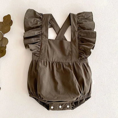 2024 New Summer Toddler Baby Girls Jumpsuit Sleeveless Cotton Solid Color Newborn Baby Girls Romper 0-24M Children Clothes - AMULET RING STORE