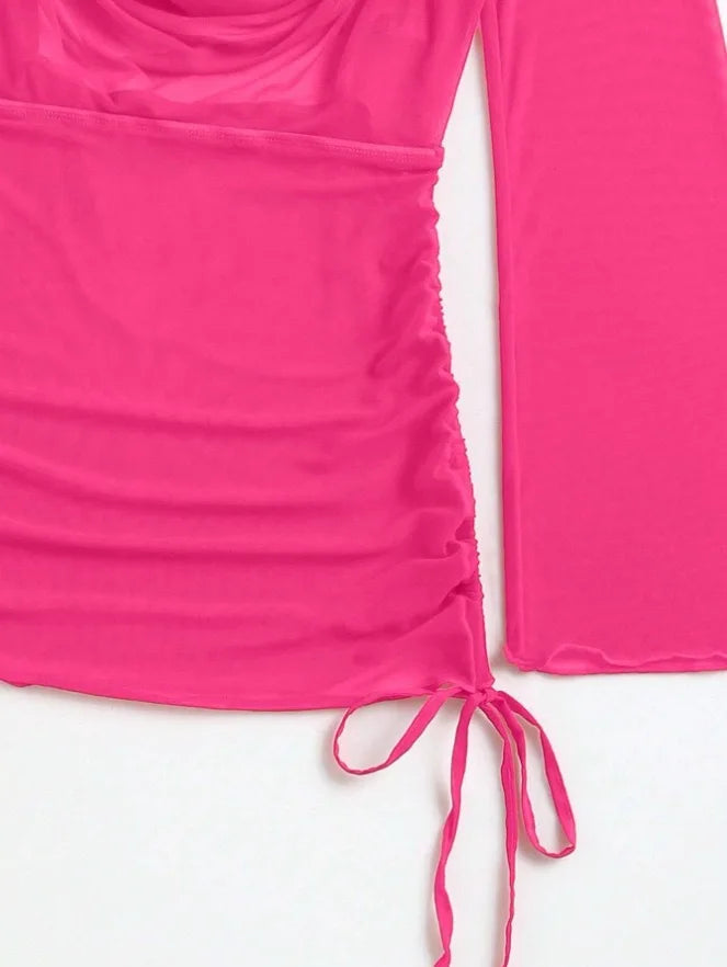 2024 Red 3 Pieces Set Swimsuit Women Thong Swimwear Sexy Matching Bikini Set Long Sleeve Dress Cover Up Beachwear Bathing Suit