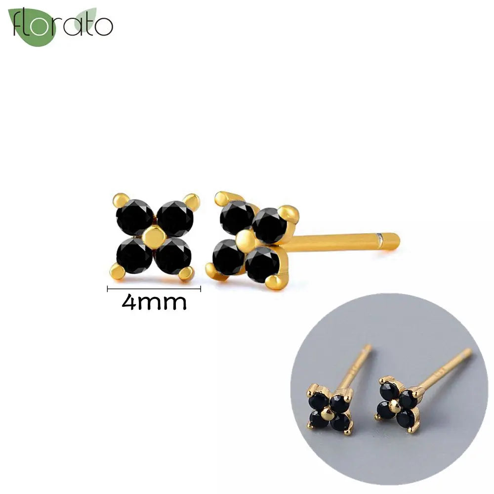 925 Sterling Silver Needle Fashion Round Pendant Small Earrings Luxury Gold Hoop Earrings for Women Premium Black Jewelry Gifts - AMULET RING STORE