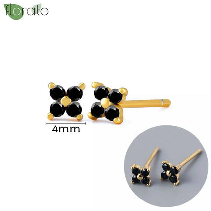 925 Sterling Silver Needle Fashion Round Pendant Small Earrings Luxury Gold Hoop Earrings for Women Premium Black Jewelry Gifts - AMULET RING STORE