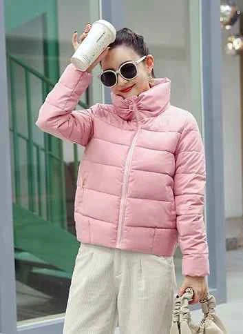 Red Quilted Padded Duck Down Short Woman Coat Thick Padding Jackets for Women Black Cropped Harajuku Fashion Winter Outer 2025