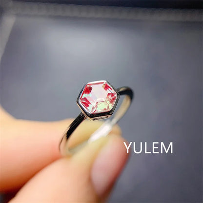 YULEM Hot Selling 6x6mm Hexagon Alexandrite Ring 925 Sterling Silver Adjustble Engagment Rings For Women Anniversary Gift