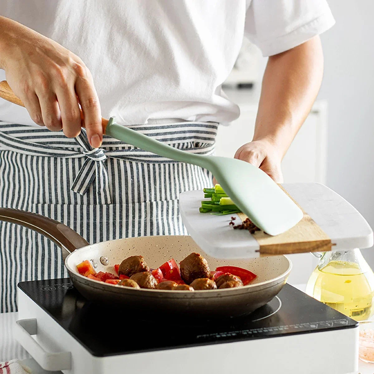 NEW Silicone Spatula Non Stick Pan Wooden Handle Silicone Vegetable Heat-resistant Silicone Cooking Spatula Spoon Kitchen tool - AMULET RING STORE