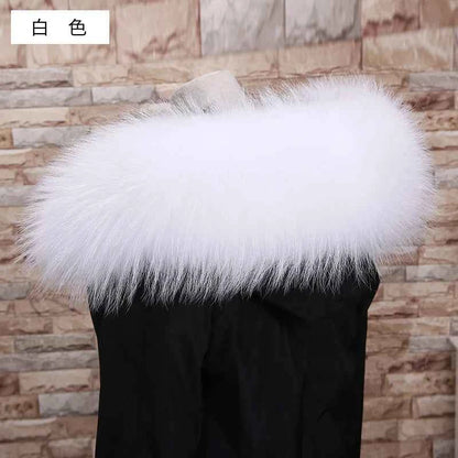 Raccoon Fur Collar 100% Real Fur Fashion Scarves For Ladies Neck Warmer Women Winter Natural Fur Scarf Decor White Fur Scarf