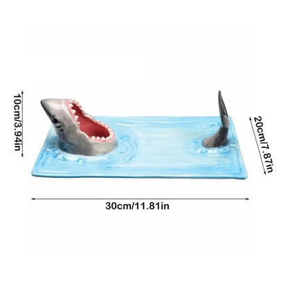 Unique Shark Shape Plate Funny Decorative Ceramic Sushi Plates For Dessert,Cheese Snacks,fruits,vegetable Home Decor Access J6A1 - AMULET RING STORE