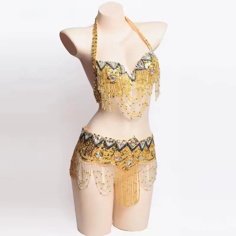 Special Customizable Hand Beaded Oriental Belly Dance Costumes Bra or Belt Separately XL Size 20-30 days