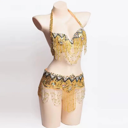 Special Customizable Hand Beaded Oriental Belly Dance Costumes Bra or Belt Separately XL Size 20-30 days