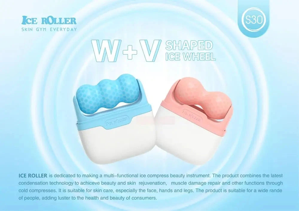 ICE ROLLER S30 Facial Massager Cool Skin Lifting Double Head Tool Face Lift Roller Pain Relief Face Skincare Beauty