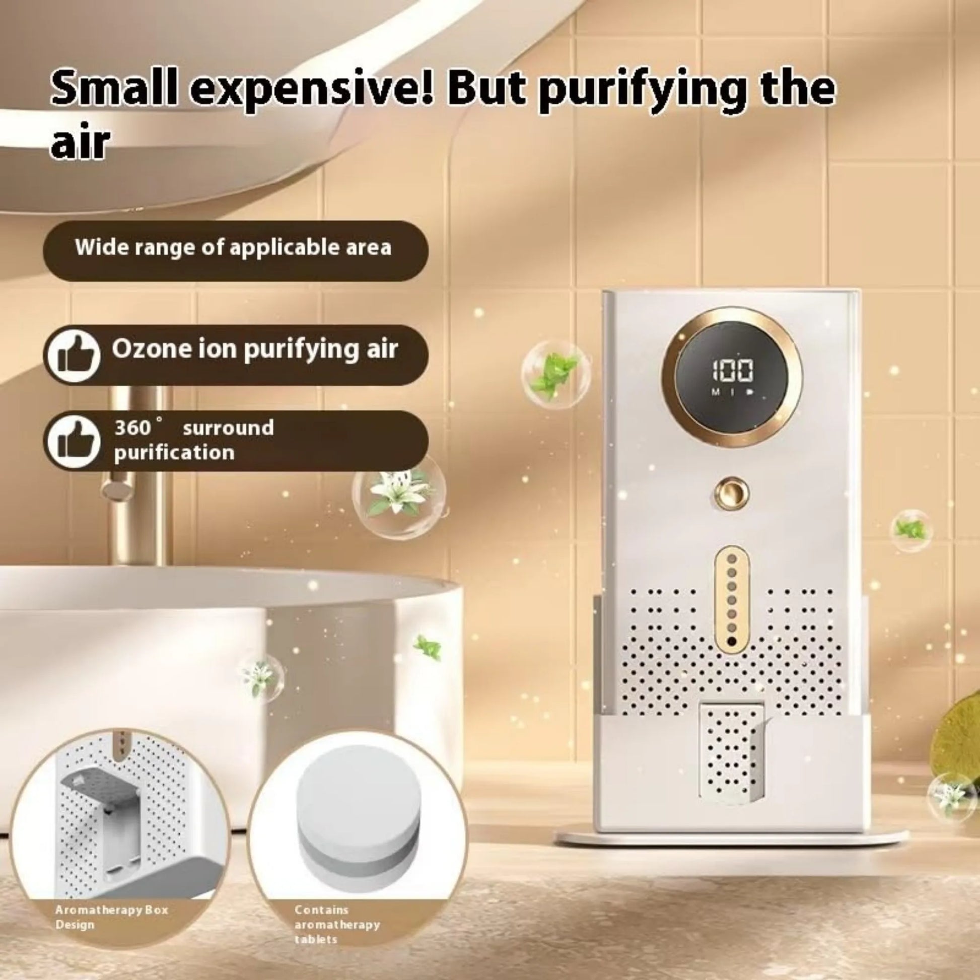 Air Purifiers for Bedroom Home, Air Filter Cleaner with Fragrance Sponge, HEPA Filter for Smoke, Allergies, Pollen, Pet Timer - AMULET RING STORE