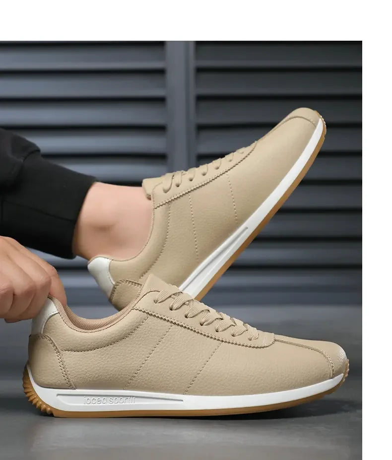 Leisure Running Summer Fashion Anti Slip Mountaineering PU Leather Sports Shoes Tennis Trend Hot Selling Men White Flat Shoes - AMULET RING STORE