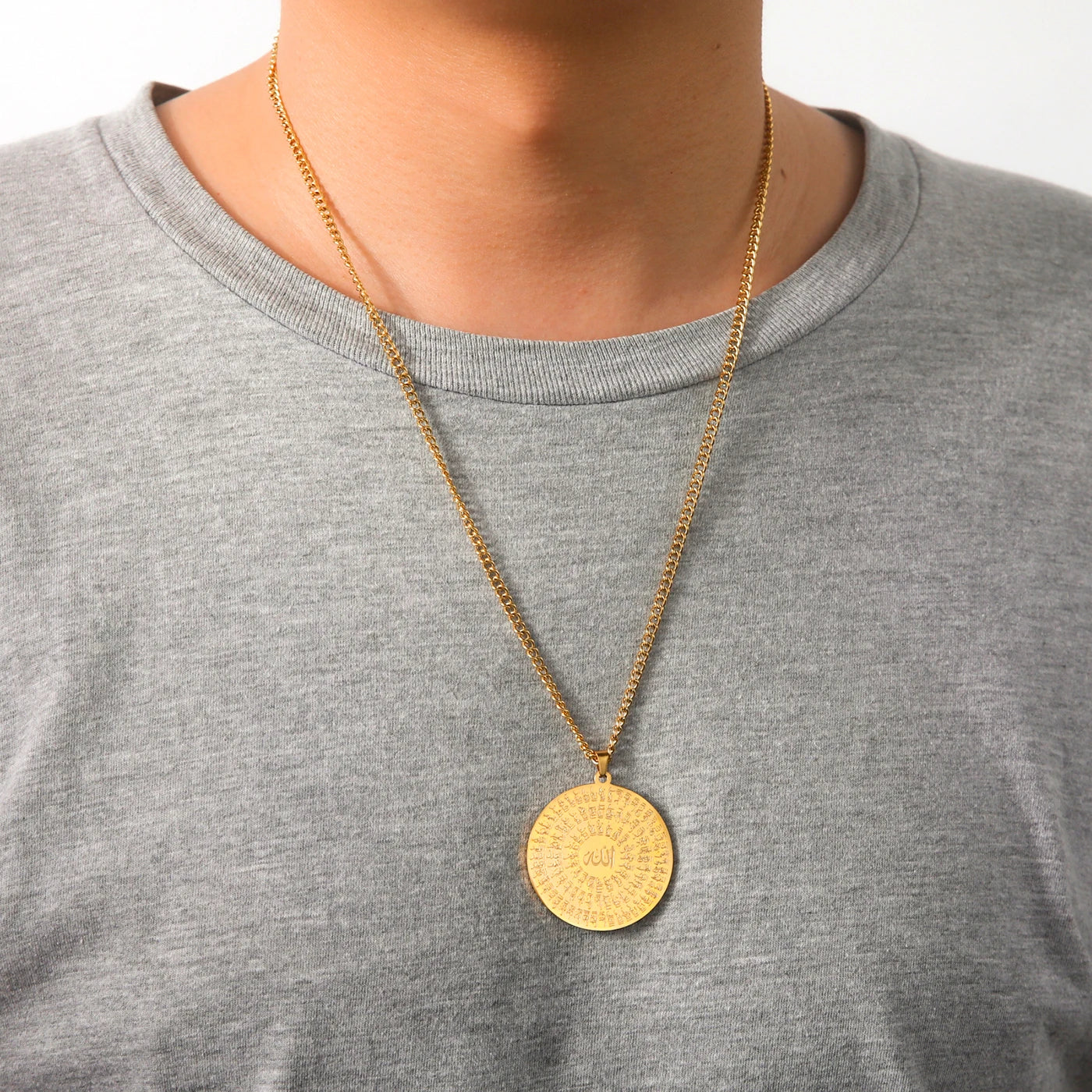 Jeshayuan Allah Name Pendant Necklace For Men Arabian Calligraphy Stainless Steel Religious Amulet Lucky Jewelry Gift - AMULET RING STORE