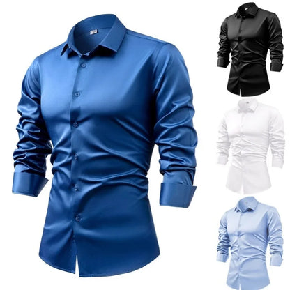 Anti-Wrinkle Men Shirts Long Sleeve Dress Shirts For Men Slim Fit Camisa Social Business Blouse White Blue Office Shirt S-5XL