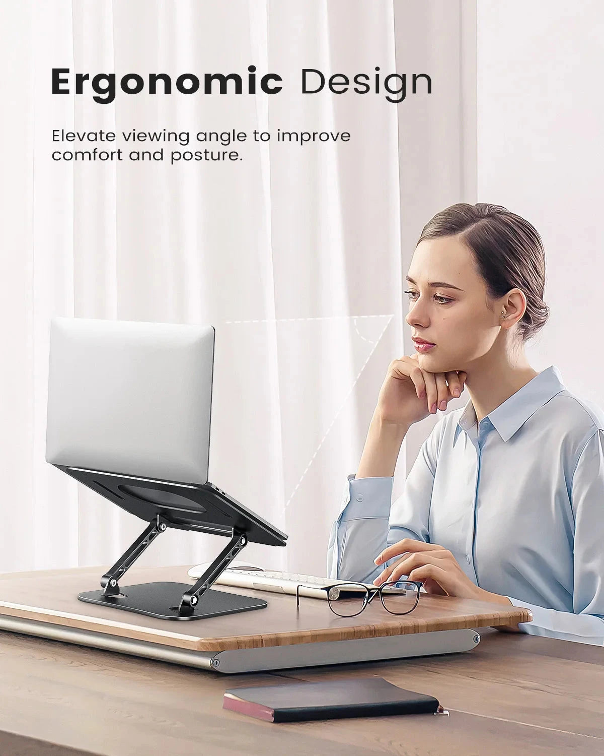 ST01 Portable 11–16-inch Adjustable Laptop Stand Computer Stand Sturdy Aluminum for Desk Foldable Laptop Holder Notebook Tablet - AMULET RING STORE