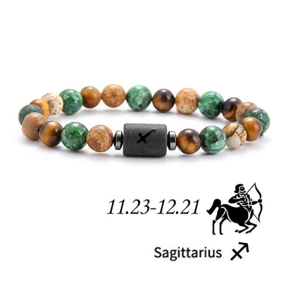 12 Zodiac Signs Natural Stone Bracelets Leo Capricorn Taurus Cancer Bracelets Women Men Couple Friendship Jewelry Gift Bracelets