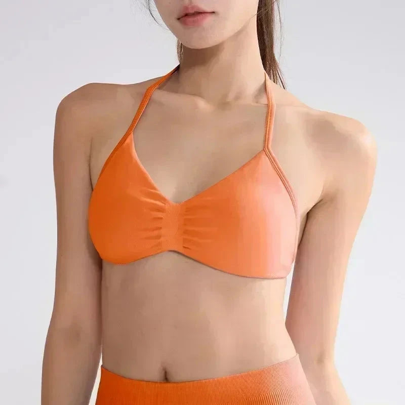 WHENG Gym Set 2 Piece Women Strappy Yoga Bra Top Workout Scrunch Shorts Sports Suit Fitness Clothes Seamless Yoga Set