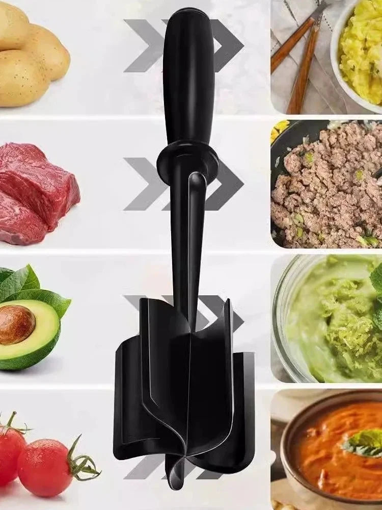 Meat Chopper Masher for Ground Beef and Hamburger Meat, Heat Resistant 5 Curved Blades Ground Beef Smasher, Mix and Chop Tool - AMULET RING STORE