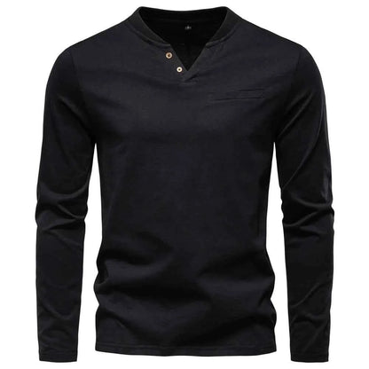 AIOPESON High Quality Men's long sleeve t-shirt Fashion pure cotton henley collar long t shirt man polera manga larga hombre