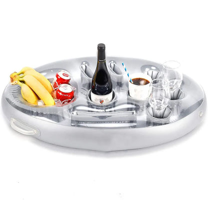 Inflatable PVC water ice bar self-service ice tray party floating portable beverage rack porous coaster tray. Water party - AMULET RING STORE