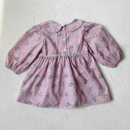 2024 New Autumn 0-3Yrs Kids Princess Dress Baby Bodysuits Long Sleeved Cotton Print Infant Baby Girls Party Dress Sister Clothes