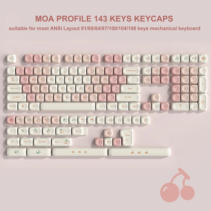 134 Keys Pink Cat  MOA Profile PBT Keycaps Customs Dye Sub Key caps for 61/87/104 Cherry MX Switch Gaming Mechanical Keyboard
