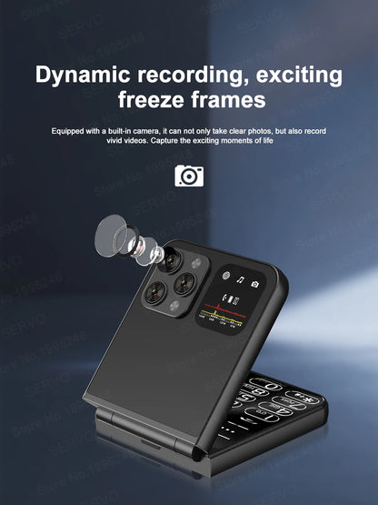SERVO A70 Pro 3G Network Foldable Phone Speed Dial Call Recording FM Radio Flashlight Key 2.6" Screen Flip Phones 2 SIM Standby
