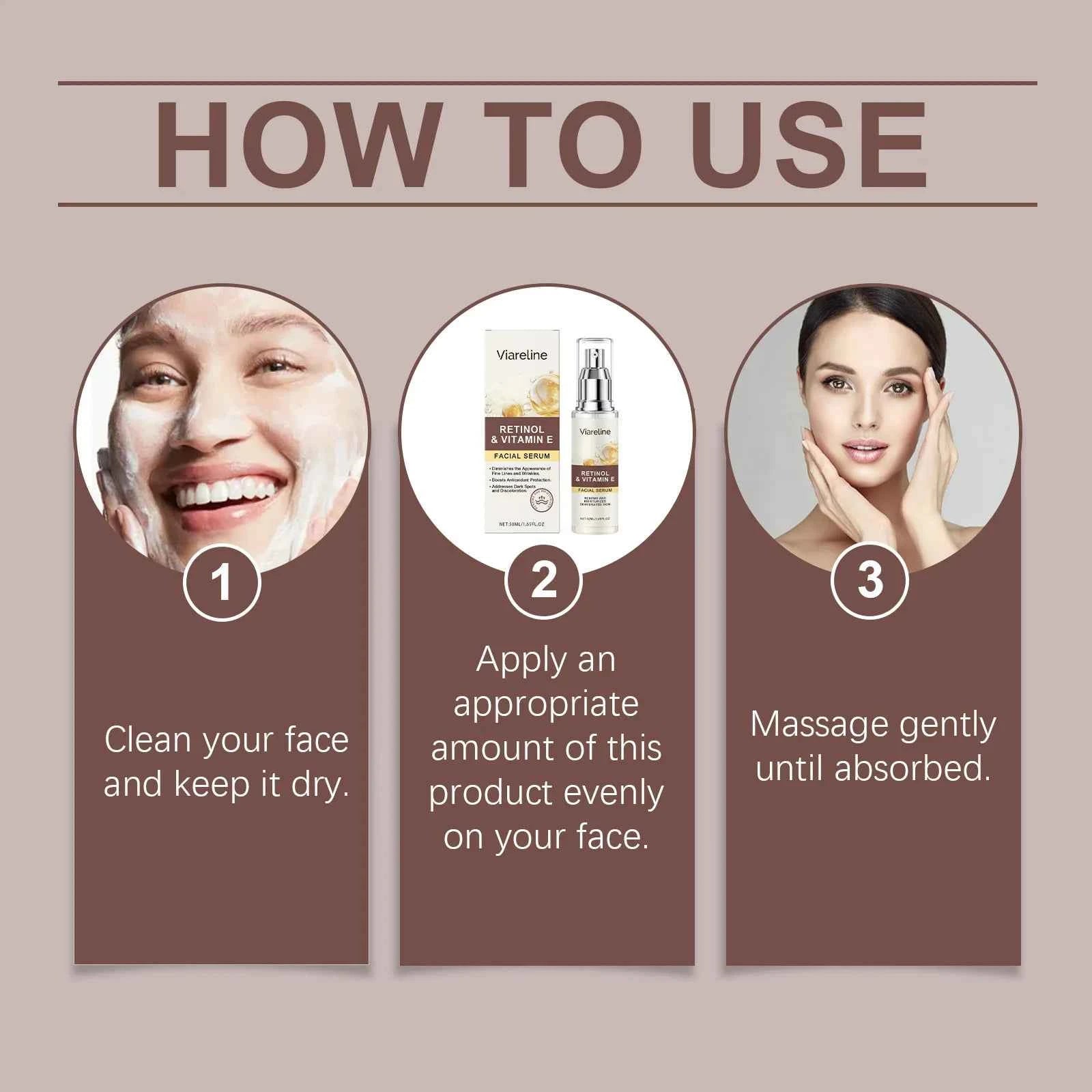 Viareline Retinol Facial Serum Gentle Hydrating Remove Dark Spots Fade Fine Lines Lasting Booster Glowing Daily Skin Face Serum