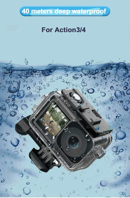 For DJI Osmo Action 4 Waterproof Case 40M Deep Diving Underwater Housing Shell for DJI Osmo Action 4 3 Action Camera Accessories - AMULET RING STORE