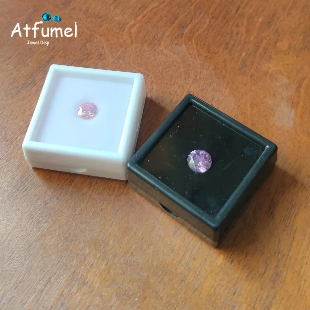 Transperant Square Diamond Jewelry Storage Box Stone Display Case Round Gemstone Organizer 1Pc Small Coin Ring Travel Gift Box - AMULET RING STORE