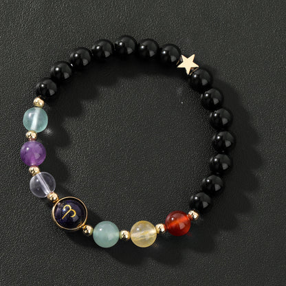 12 Zodiac Signs Bracelet Men Gemini Scorpio Sagittarius Obsidian Tiger Eye Stone Beads Bracelets for Women Constellation Jewelry