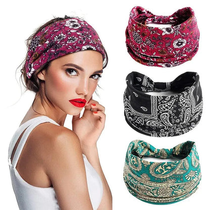 Bohemian Trendy Yoga Motion Hairpie Sweat-Absorbing Sweat Absorption And Elastic Cotton Head Ladies Headwear Hair Accessories - AMULET RING STORE