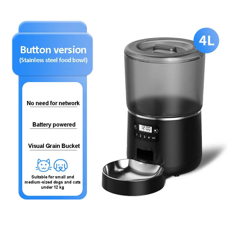 Pet Dog Automatic Feeder 4L Remote APP Timed Quantitative WIFI Intelligent Feeding Machine Cats & Dogs Universal Dog Accessories - AMULET RING STORE