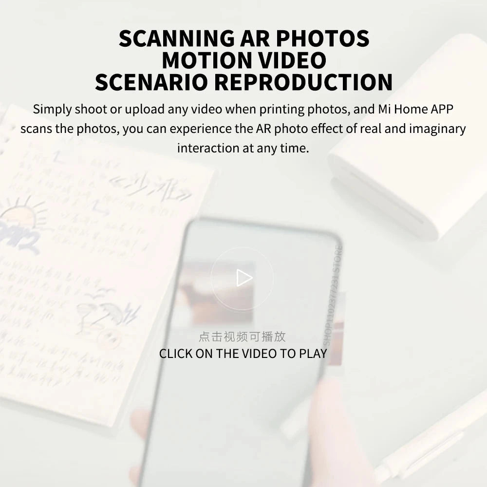 Xiaomi AR Printer 300dpi Portable Photo Mini Pocket With DIY Share 500mAh Picture Printer Pocket Printer Work With Mihome APP