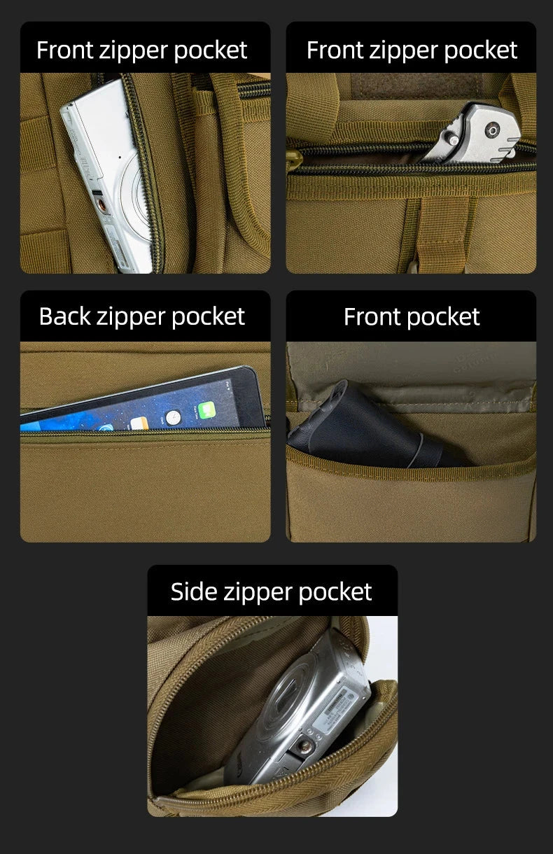 Men Camouflage Shoulder Bag Tactical Fishing Camping Tote Trekking Climbing Bags Large Multi-Pocket Travel Laptop Messenger Pack