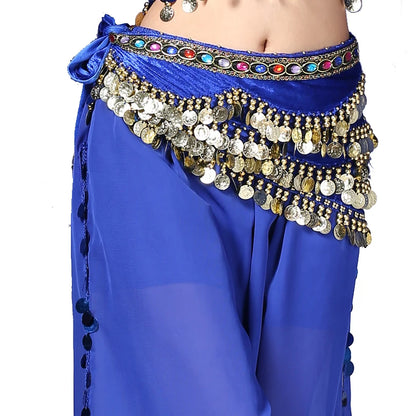 1PC New Style Belly Dance Belt Newest Multi-color Glass Silk Velvet Dancing Belt Scarf Crystal BellyDance Waist Chain Hip Scarf - AMULET RING STORE