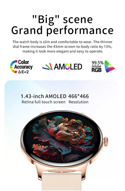 For Huawei New Ultra Slim AMOLED Smart Watch Women Screen Always Display Time Heart Rate BT Calling High-end Fashion Smartwatch