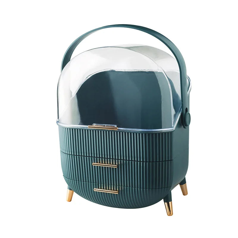 Large Cosmetic Storage Box Desktop Capacity Dustproof Storage Rack Vanity Lipstick Cosmetics Jewelry Storage Cabinet Organizer - AMULET RING STORE