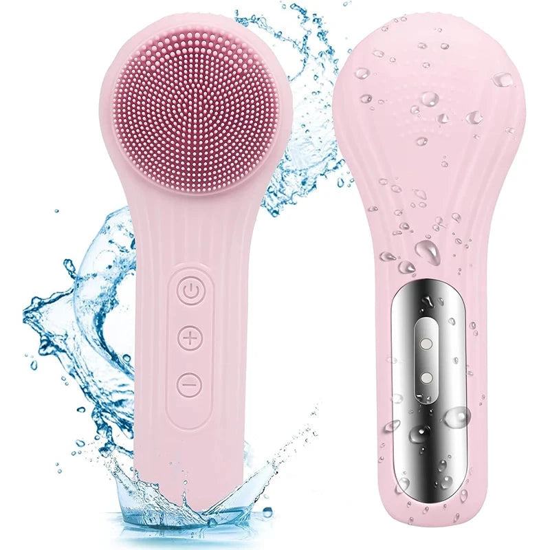 Sonic Facial Cleaning Brush Scrubber Waterproof Exfoliating Vibration Heating Compress Brush Deep Clean Face Cleaner Skin Care