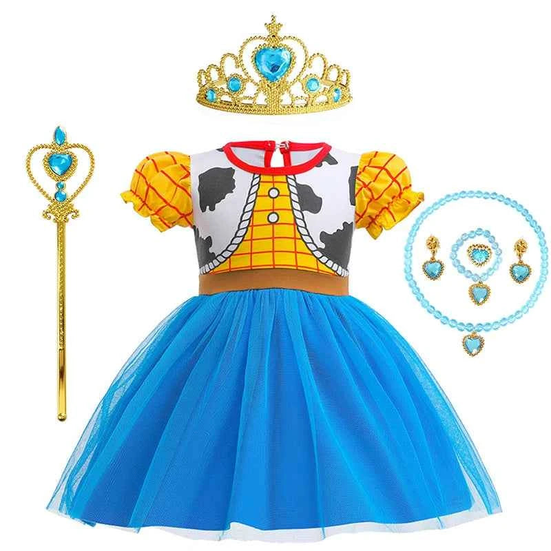 2024 Toddler Girl Princess Dress Toy Kids Clothes Christmas Halloween Woody Alice Jessie Belle Mermaid Infants Party Ball Gowns