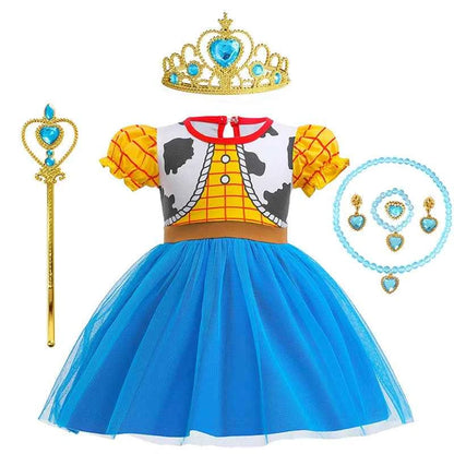 2024 Toddler Girl Princess Dress Toy Kids Clothes Christmas Halloween Woody Alice Jessie Belle Mermaid Infants Party Ball Gowns