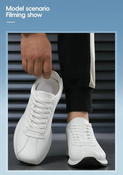 Leisure Running Summer Fashion Anti Slip Mountaineering PU Leather Sports Shoes Tennis Trend Hot Selling Men White Flat Shoes - AMULET RING STORE